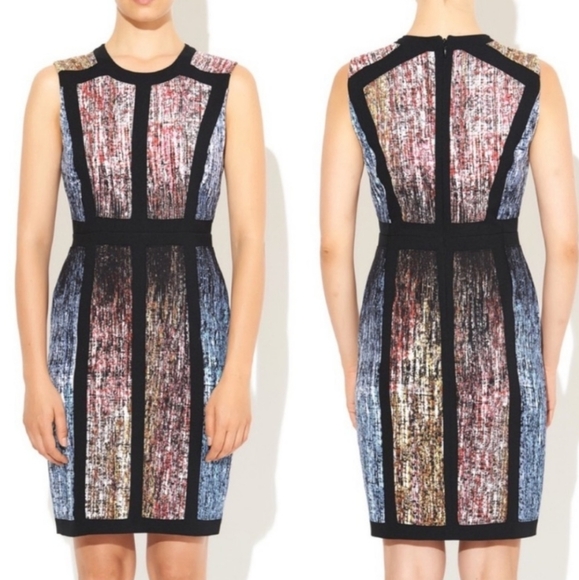 BCBGMaxazria Gwyneth Print Blocked Dress As Seen on TV Zize 0 - Picture 1 of 10